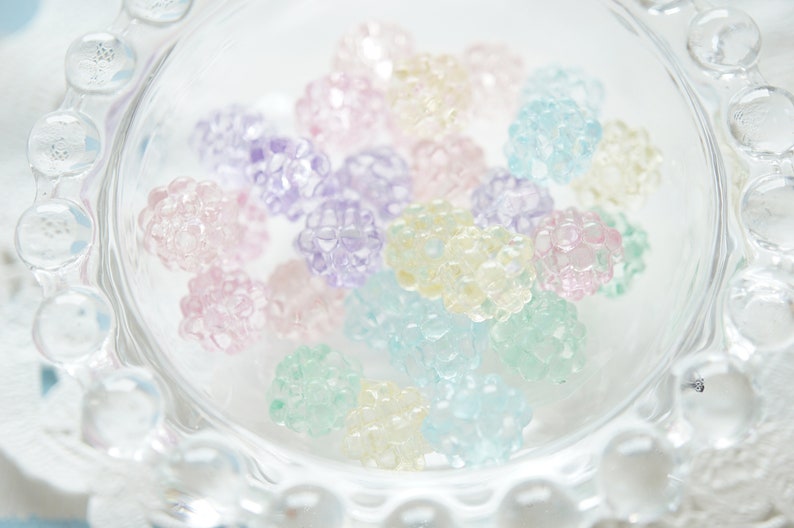 30 pcs Confetti Conpeito Beads/Plastic Motif 10mm Clear Pastel colors AZ1273 image 2