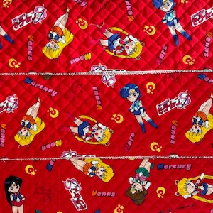 LICENSED//Vintage Sailor Moon Quilted Fabric/ Red(50*99cm) No.004