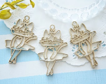 Only One//2-3 pcs Open Back Bezel Charms/Ballerina Cat(32mm50mm) AZ1430