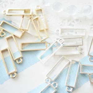 5 pcs Open Back Bezel Charm /Small Simple Rectangle (7mm19mm) Gold AZ543