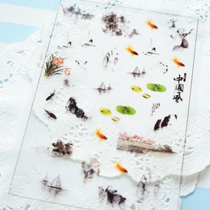SALE//Clear Film Sheet for Resin Craft / Gold fish Asina Drawing ..etc / SH036
