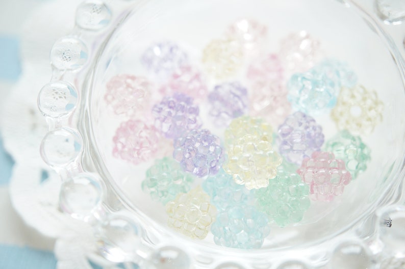 30 pcs Confetti Conpeito Beads/Plastic Motif 10mm Clear Pastel colors AZ1273 image 3