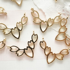 5  Sakura Cherry Blossom Petals Open Bezel Charm/ Double Loops (19mm28mm) AZ764