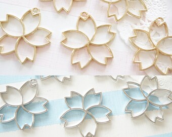 5pcs Open Bezel Charms / Simple 5 petals Sakura Cherry blossom (30mm) AZ410