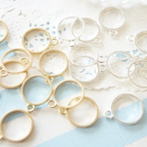 5 pcs Open Back Bezel Charms / Simple Small Round (15mm)  AZ540