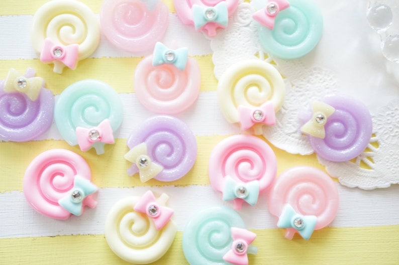 Assorted 8 pcs Pastel Color Lollipop Candy Cabochon 22mm25mm Etsy