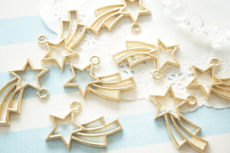 Clearance SALENorestock2-5pcs Open Bezel Charm for Resin Shooting Star AZ409 19mm35mm