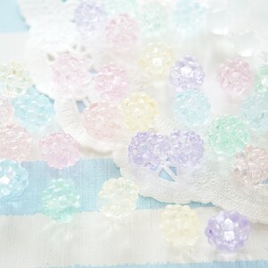 30 pcs Confetti Conpeito Beads/Plastic Motif 10mm Clear Pastel colors AZ1273 image 4