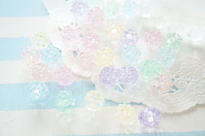 30 pcs Confetti Conpeito Beads/Plastic Motif 10mm Clear Pastel colors AZ1273 image 4