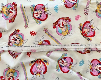 LICENSED//Vintage Sailor Moon SS Thin Fabric/ White (53*110cm) No.001