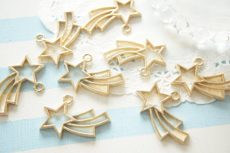 Clearance SALENorestock2-5pcs Open Bezel Charm for Resin Shooting Star AZ409 19mm35mm