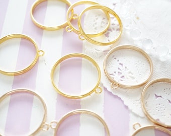 SALE/ 5 pcs Open Bezel Charm / Round (34mm) Large / Gold AZ399