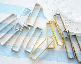 5 pcs Open Bezel Charm / Thin Rectangle  (10mm38mm) AZ1130