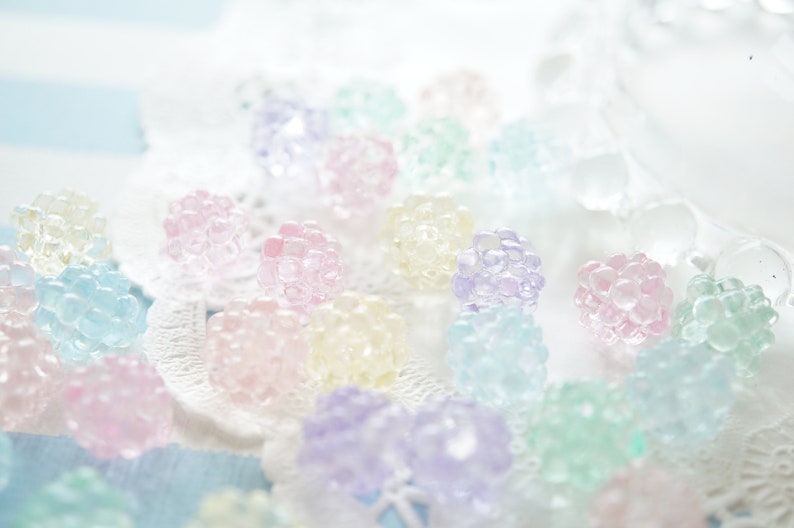 30 pcs Confetti Conpeito Beads/Plastic Motif 10mm Clear Pastel colors AZ1273 image 5