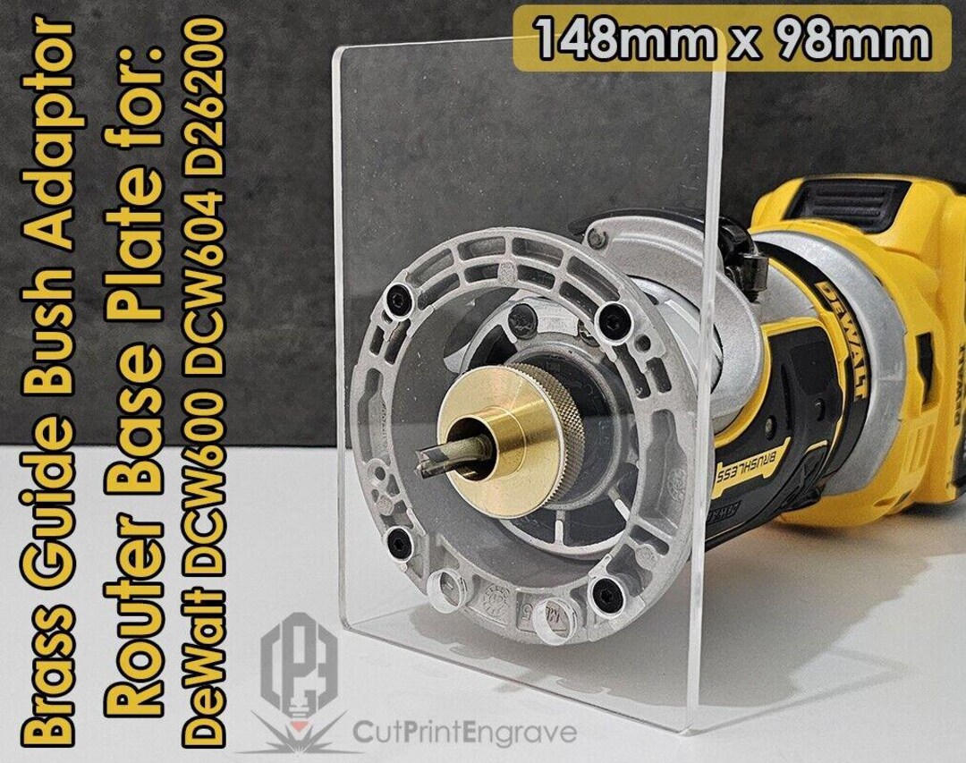 Dewalt Dcw600 Trimmer Router Trend Brass Guide Bush Adaptor Base Plate ...