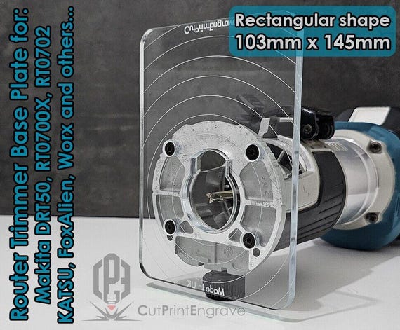 CutPrintEngrave Square Router Base Plate For Makita DRT50 RT0700X RT0702 – Fits Katsu & WORX