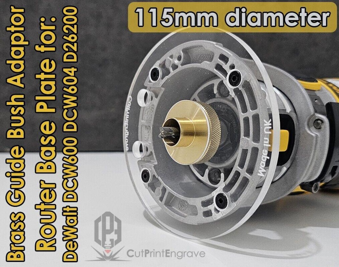Dewalt Dcw600 Trimmer Router Trend Brass Guide Bush Adaptor Base Plate ...