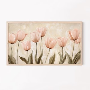 Soft Pink Tulip Oil Painting | Frame TV Art Download | Elegant Digital Wall Art for Samsung Frame TV