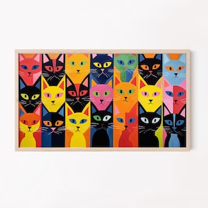 Colorful Pop Art Cats Digital Download for Samsung Frame TV | Fun Wall Art