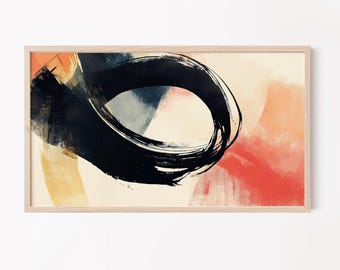 Zen Ink Painting för Samsung Frame TV: Abstrakt penseldragskonst (digital nedladdning)