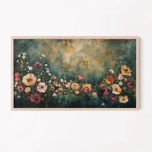 Moody Vintage Floral Painting for Samsung Frame TV | Dark Romantic Botanical Art Digital Download