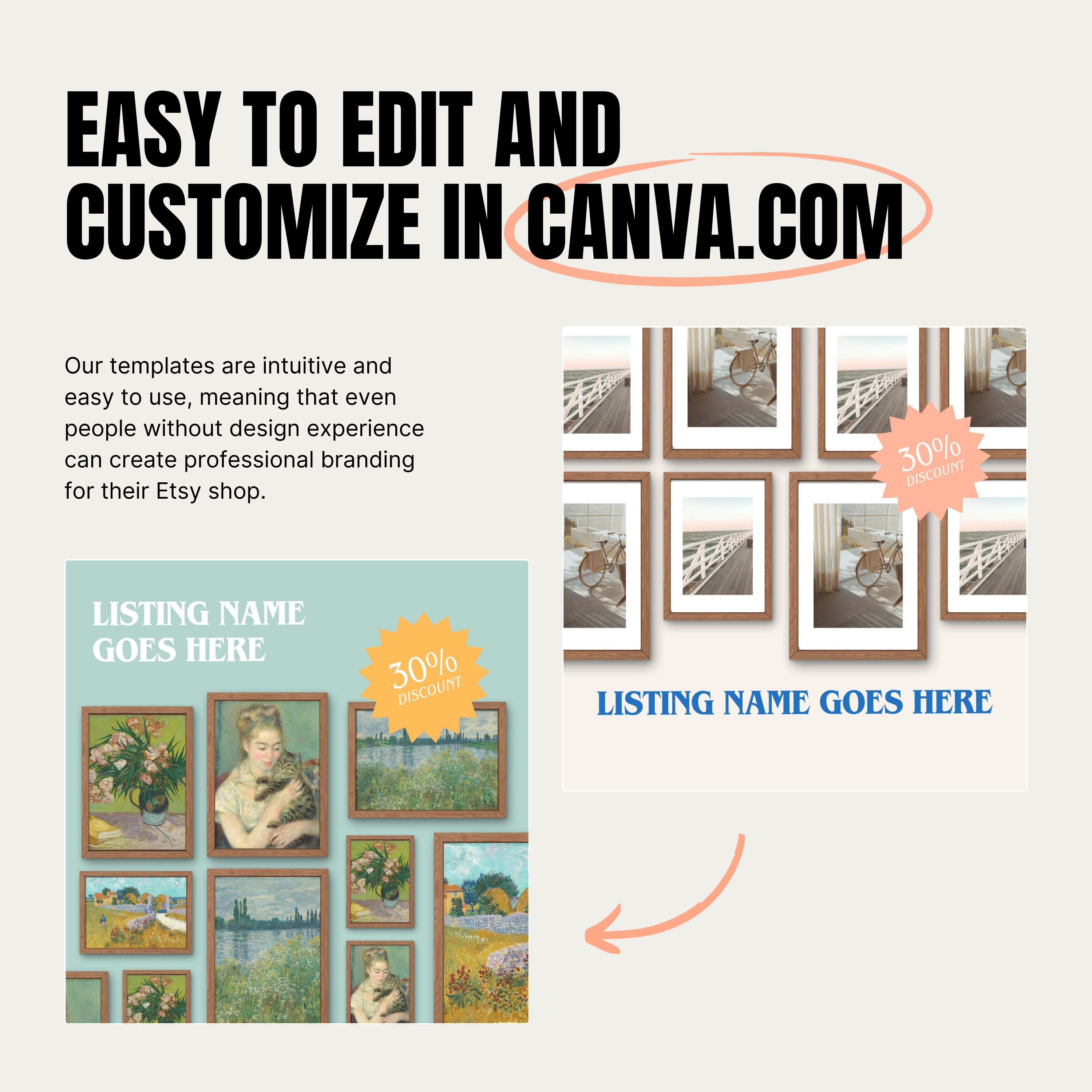 Etsy Listing Templates Etsy Shop Branding Kit Etsy Canva Template