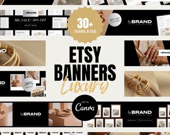 Luxury Etsy Shop Banner Kit: 30+ Canva Templates (Instant Download)