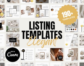 Elegant Etsy Shop Kit: 190+ Canva Listing Templates (Digital Download)