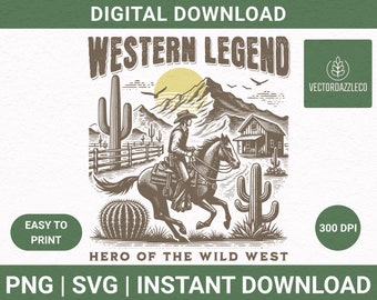 Outlaw Vintage Western Legend Cowboy Graphic png svg, Retro 90s Graphic Western PNG SVG, Oversize Cowboy Shirt png, Wild West, Cut Files