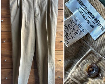 Vintage Abercrombie & Fitch Pleated Chino Pants, Cotton Khaki (37x29)