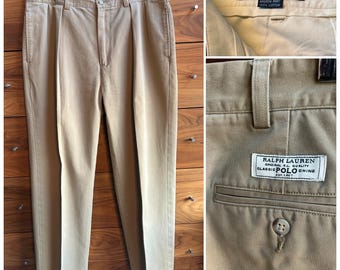 Vintage 90's Polo Ralph Lauren Chino Pleated Pants / Men's 34W X