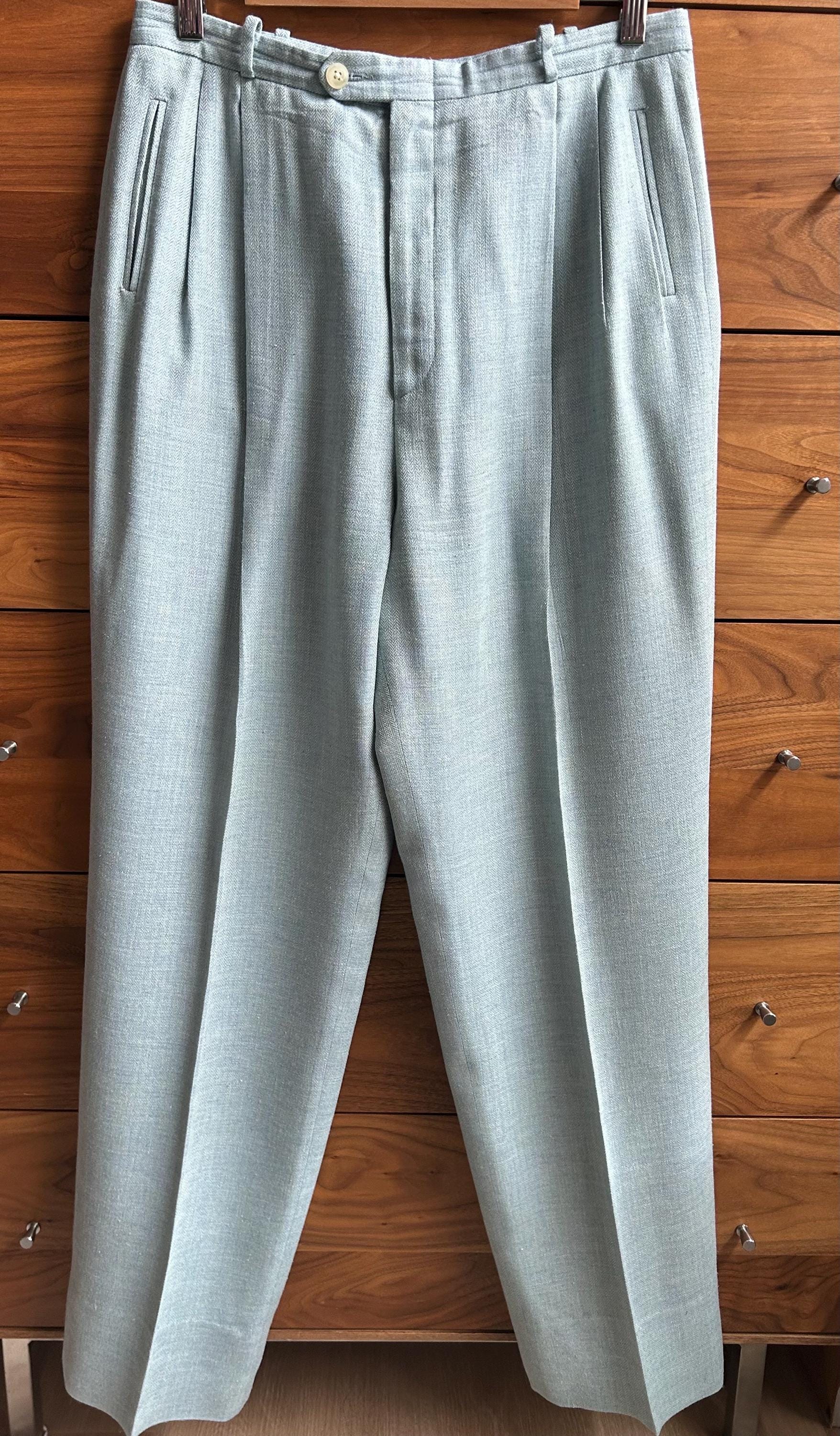 80s BARRY BRICKEN Check Linen Slacks Barry Bricken Men's Pants for