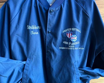 Vintage Bomber Jacket ‘99 - ‘00  ASA Women’s Softball National Fastpitch Championship Sport Jacket Amateur Softball Association XL