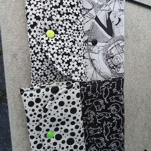 Handmade Glasses Case with Snap Closure: Black and White Patterns