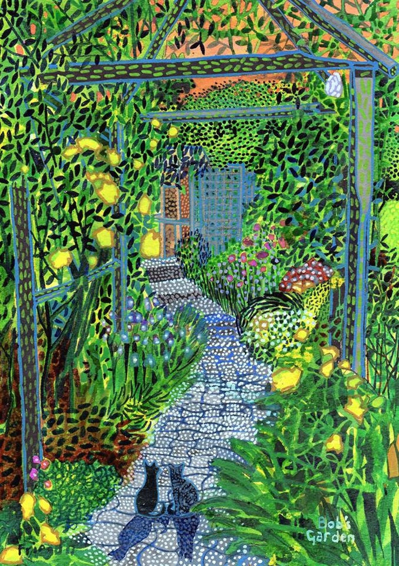 Bob's Garden. A ltd edition, numbered and signed A4 print from an Original Painting by Richard Friend image 1