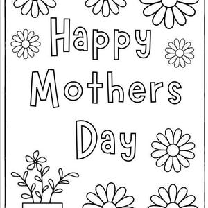 Plantilla de tarjeta del Día de la Madre para colorear