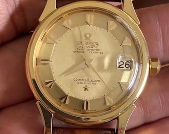 Vintage Omega Constellation Calendar 18K Gold Automatic Chronometer Watch 35mm