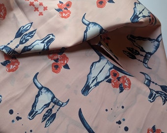 SALE!!  ORGANIC Skulls and Roses Fabric by Monaluna