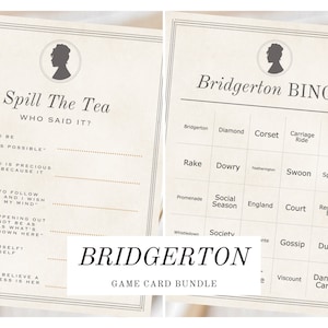 Bridgerton Party Game Card-bundel | Digitale download | 30 bingokaarten, quotespel voor verjaardag, vrijgezellenfeest, theekransje, kijkfeestje | A101