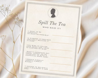 Bridgerton Party Game Card | Digital Download | Fully Editable Template for Birthday Party, Bridal Shower, Tea Party, Watch Party | A101