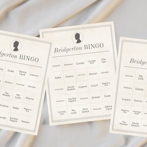 Bridgerton Party Game Card | Digitale download | 30 bingokaarten met oproepblad voor verjaardag, vrijgezellenfeest, Tea Party, Watch Party | A101