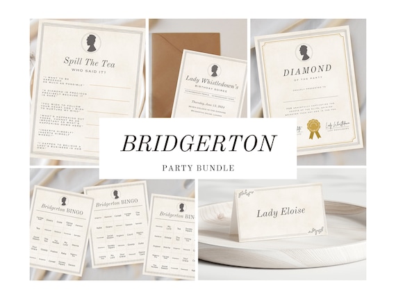 Bridgerton Party Bundle | Digital Download | Fully Editable Templates for Birthday Party, Bridal Shower, Tea Party, Watch Party | A101