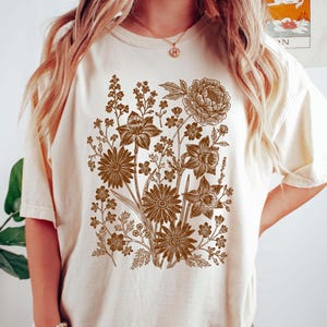 Vintage Flowers Shirt, Boho Cottagecore Shirt, Wildflower Garden Shirt, Botanical Floral Tee, Gift for Gardener, Nature Lover Floral Shirt