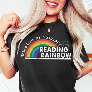 Reading Rainbow Shirt, Retro Librarian Shirt, Teacher Appreciation Shirt, Retro Comfort Rainbow School Shirt, Book Lover Gift