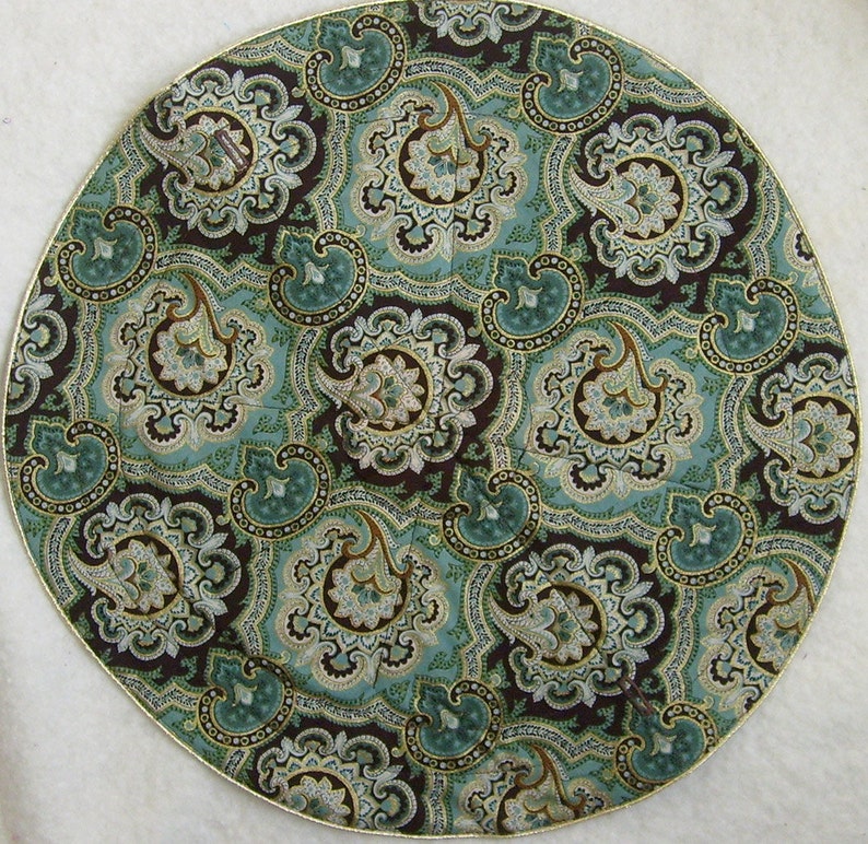 Anti Tarnish Jewelry Bag Pouch in brown and aqua baroque paisley