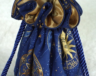 Celestial Jewelry Pouch, Travel Organizer in sun and moon