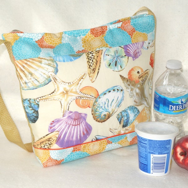 Seashell  Beach themed OOAK Insulated Lunch Bag