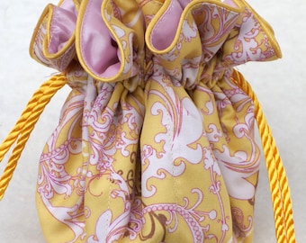 Cute pink and yellow jewelry travel pouch