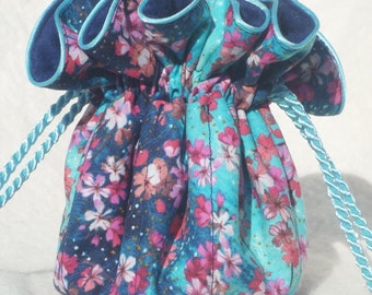 Anti tarnish jewelry bag in cherry blossom blues