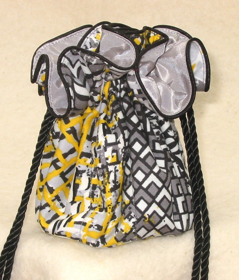 Jewelry Bag Abstract Cityscape Travel Jewelry Pouch tote in grey and yellow Travel Organizer
